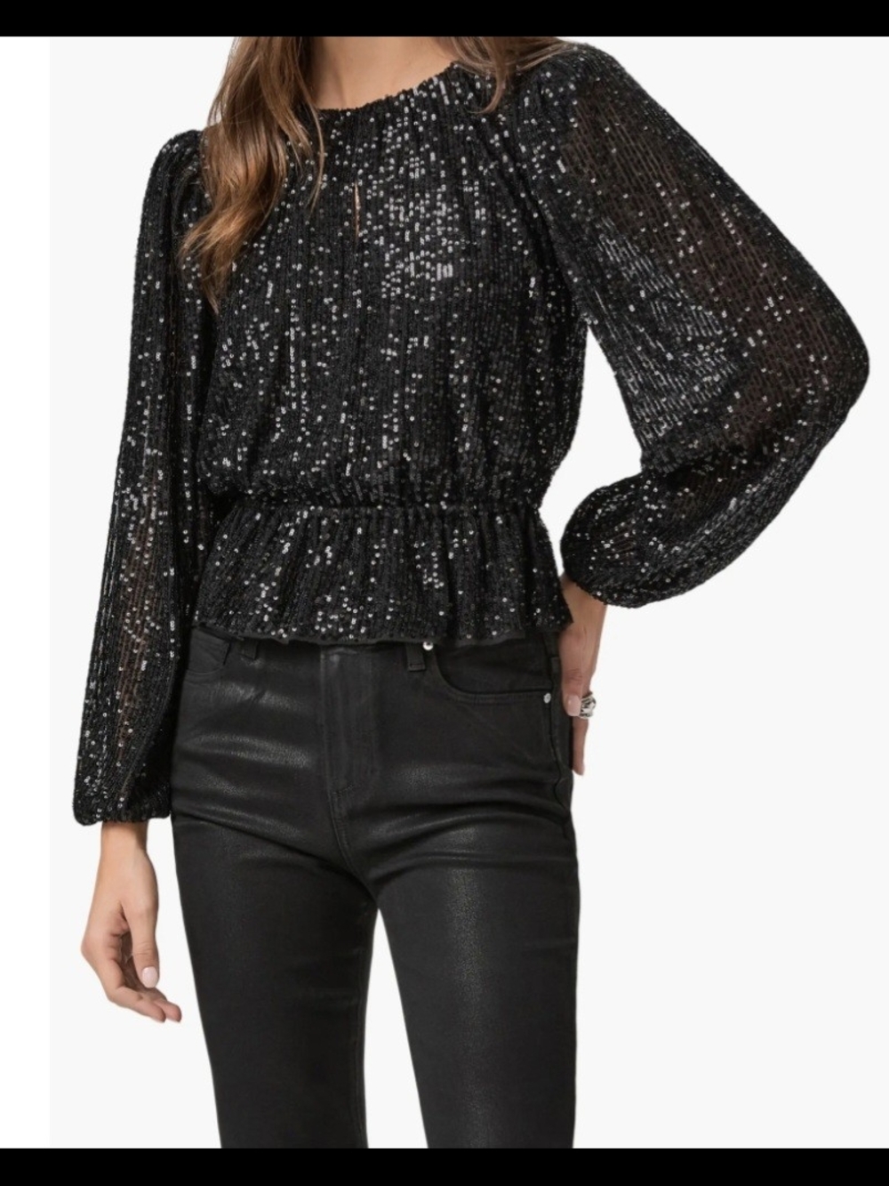 Womens Zara Black Shimmery Long Sleeve Top